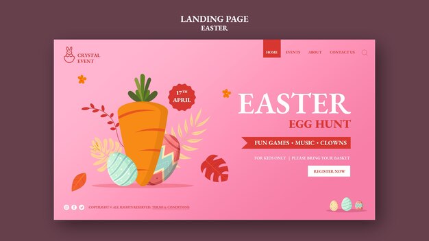 Modello di pagina di destinazione della caccia alle uova di Pasqua
