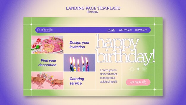 Modello di pagina di destinazione della celebrazione del compleanno
