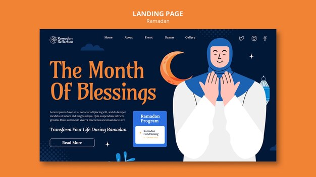 Modello di pagina di destinazione della celebrazione del Ramadan