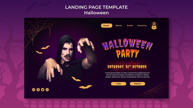 Modello di pagina di destinazione della festa di halloween scuro