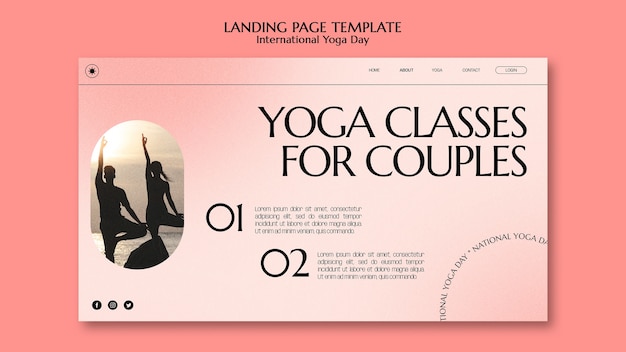 Modello di pagina di destinazione della giornata internazionale dello yoga