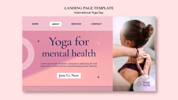 Modello di pagina di destinazione della giornata internazionale dello yoga