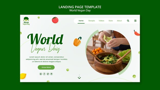 Modello di pagina di destinazione della giornata mondiale dei vegani