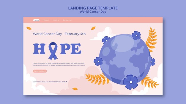 Modello di pagina di destinazione della giornata mondiale del cancro