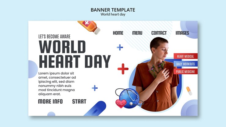 PSD gratuito modello di pagina di destinazione della giornata mondiale del cuore