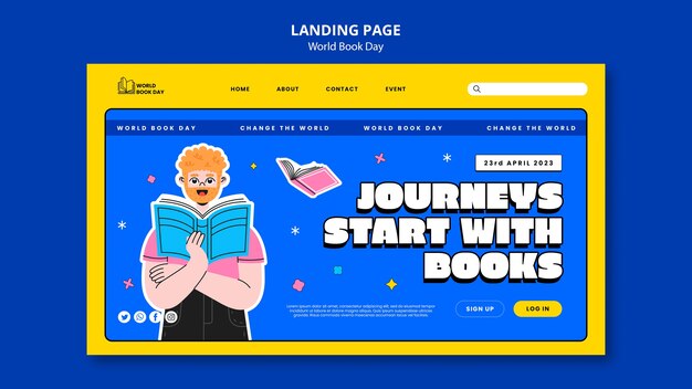 Modello di pagina di destinazione della giornata mondiale del libro