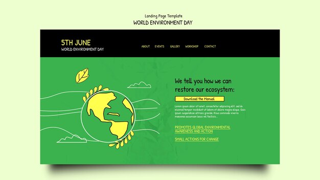 Modello di pagina di destinazione della giornata mondiale dell'ambiente