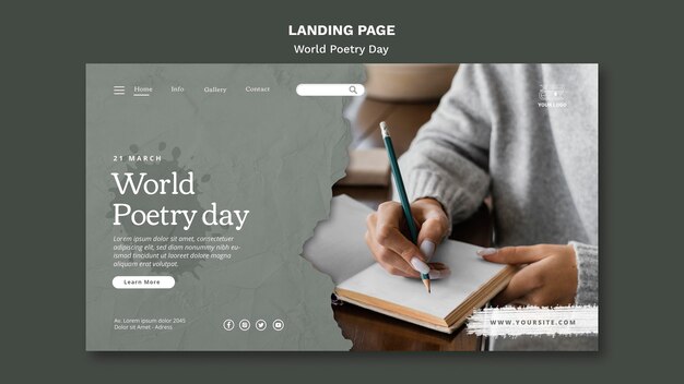 Modello di pagina di destinazione della giornata mondiale della poesia
