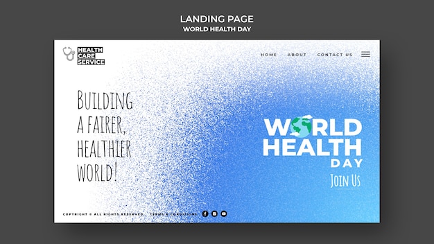 Modello di pagina di destinazione della giornata mondiale della salute