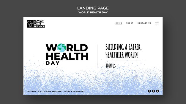 Modello di pagina di destinazione della giornata mondiale della salute