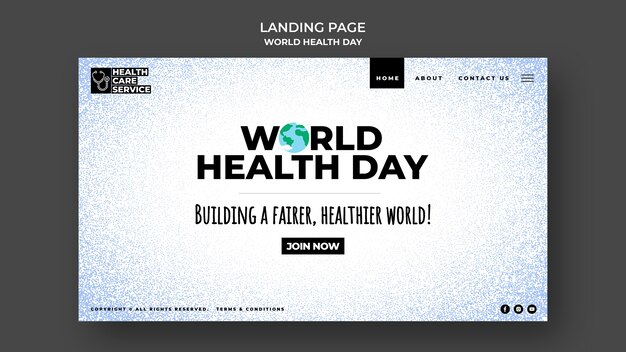 Modello di pagina di destinazione della giornata mondiale della salute