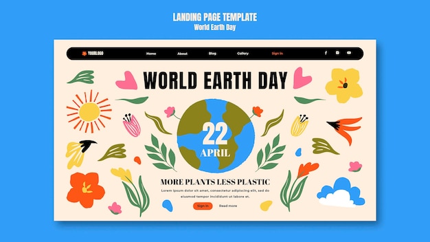 Modello di pagina di destinazione della giornata mondiale della terra
