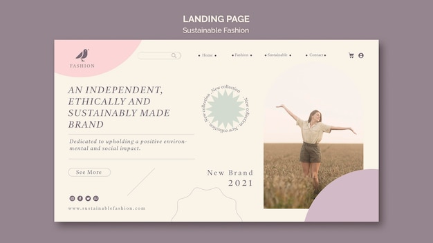 Modello di pagina di destinazione della moda sostenibile