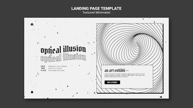 Modello di pagina di destinazione della mostra d'arte di illusione ottica