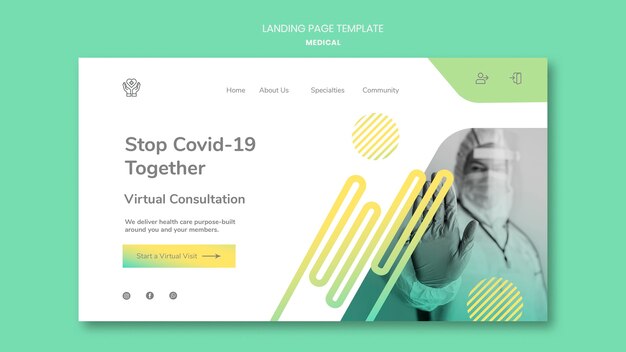 Modello di pagina di destinazione della pandemia Covid19