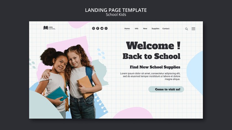 Modello di pagina di destinazione della scuola per bambini