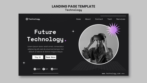 Modello di pagina di destinazione della tecnologia futura