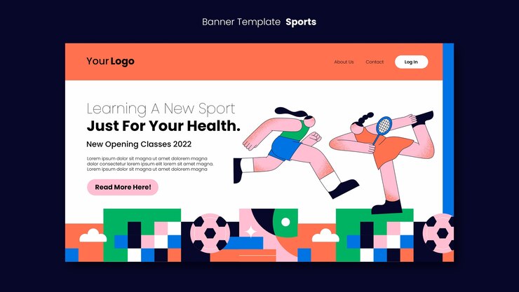 PSD gratuito modello di pagina di destinazione delle lezioni di sport aperto