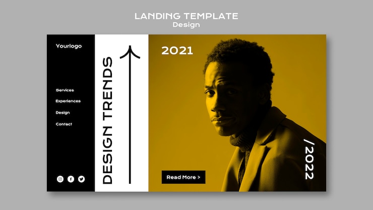 PSD gratuito modello di pagina di destinazione delle tendenze di design