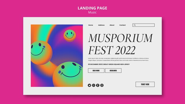 Modello di pagina di destinazione dello spettacolo di musica sfumata