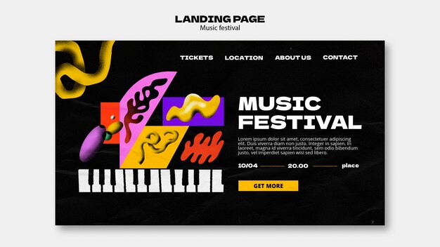 Modello di pagina di destinazione dello spettacolo musicale astratto