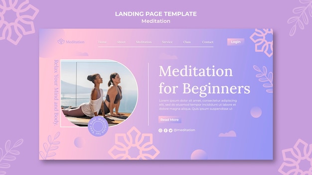 Modello di pagina di destinazione dello stile di vita di meditazione
