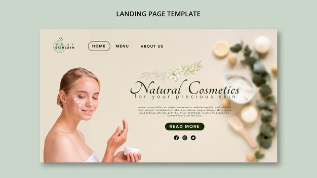 Modello di pagina di destinazione di cosmetici naturali