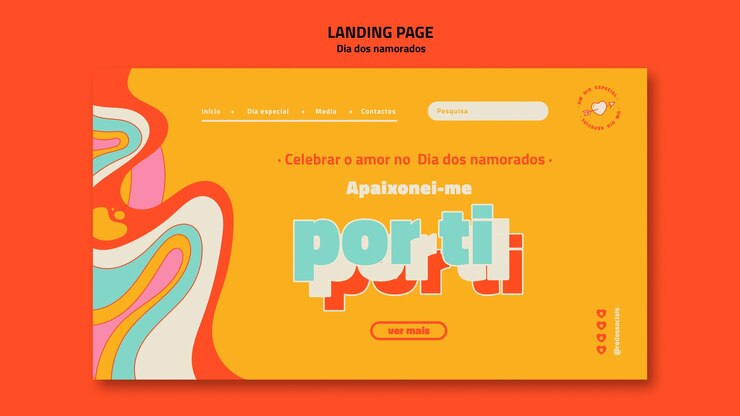PSD gratuito modello di pagina di destinazione di dia dos namorados
