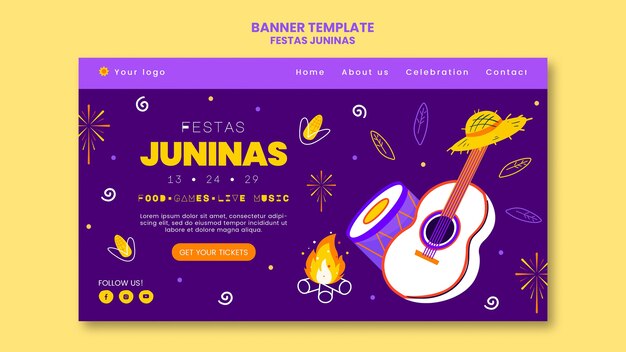 Modello di pagina di destinazione di Festas juninas