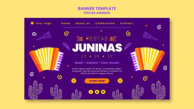 Modello di pagina di destinazione di Festas juninas