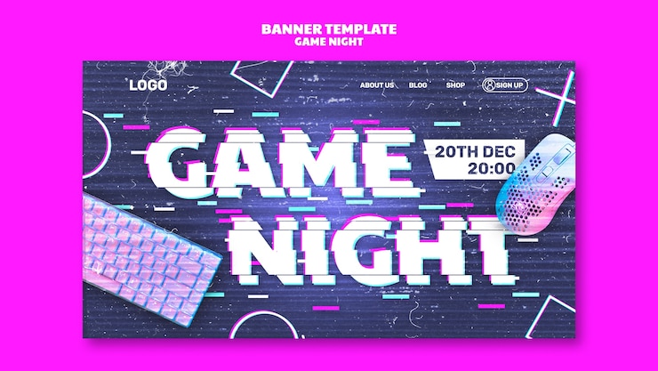 PSD gratuito modello di pagina di destinazione di game night