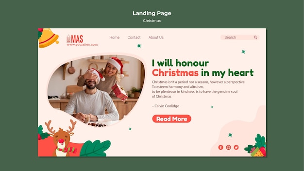 Modello di pagina di destinazione di Natale festivo