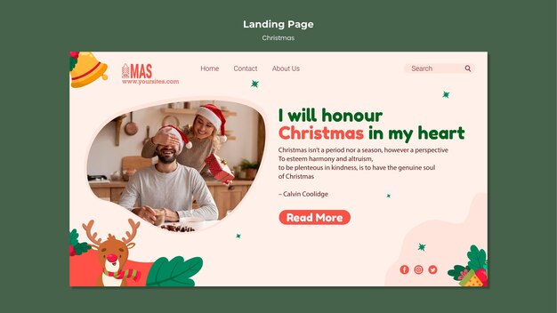 Modello di pagina di destinazione di Natale festivo