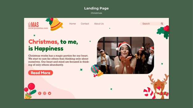 Modello di pagina di destinazione di Natale festivo