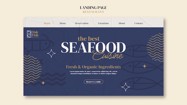 Modello di pagina di destinazione di un ristorante di cibo delizioso