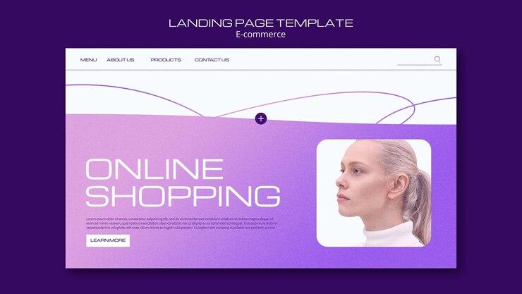 PSD gratuito modello di pagina di destinazione e-commerce sfumato