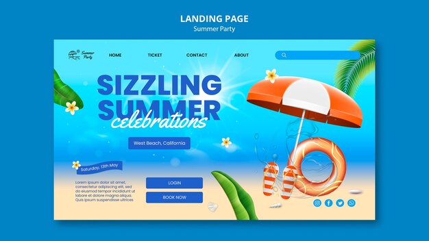 Modello di pagina di destinazione festa estiva