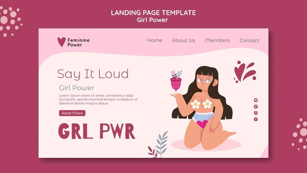 Modello di pagina di destinazione Girl power