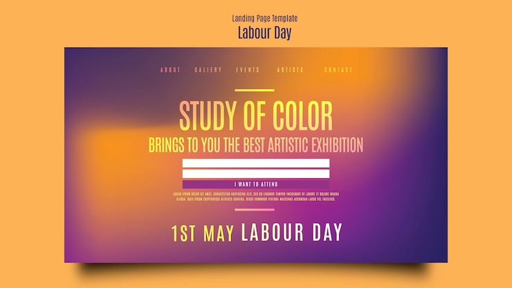PSD gratuito modello di pagina di destinazione gradiente per la celebrazione della festa del lavoro