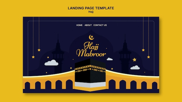Modello di pagina di destinazione Hajj con la mecca