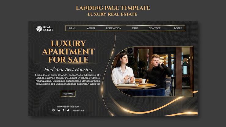 PSD gratuito modello di pagina di destinazione immobiliare di lusso