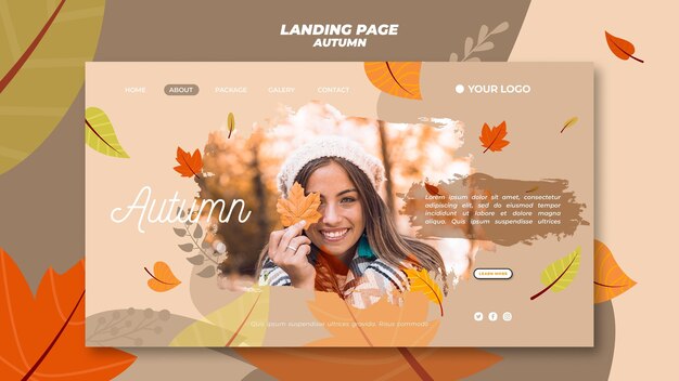 Modello di pagina di destinazione per accogliere la stagione autunnale