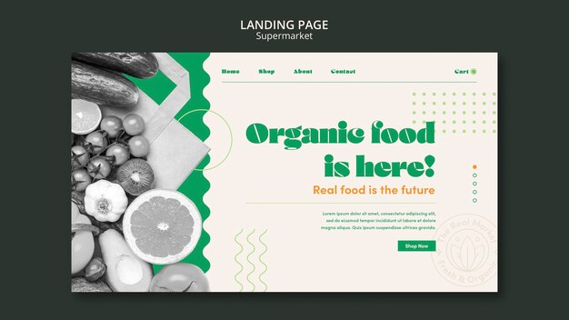 Modello di pagina di destinazione per alimenti freschi biologici