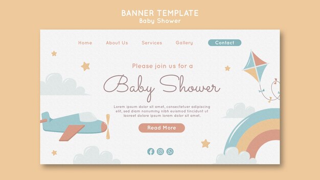 modello di pagina di destinazione per baby shower a disegno piatto.