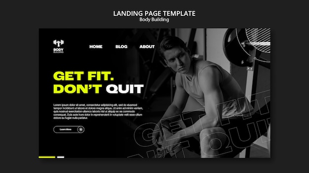 Modello di pagina di destinazione per body building