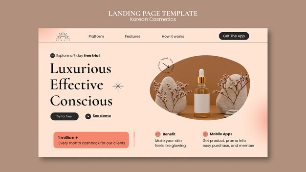 Modello di pagina di destinazione per cosmetici coreani