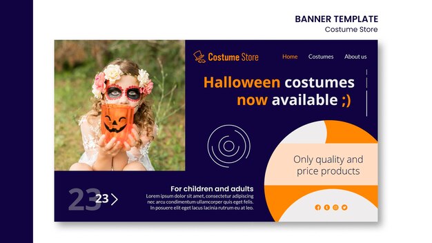 Modello di pagina di destinazione per costumi di halloween