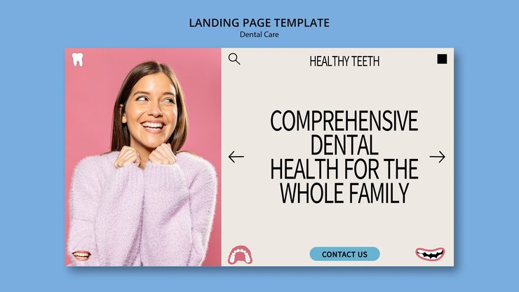 PSD gratuito modello di pagina di destinazione per cure odontoiatriche