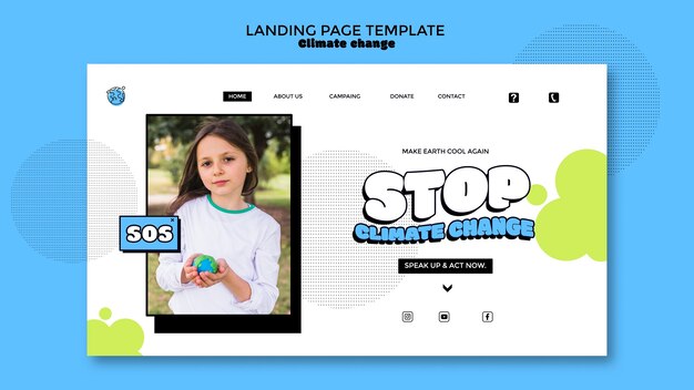 Modello di pagina di destinazione per fermare il cambiamento climatico