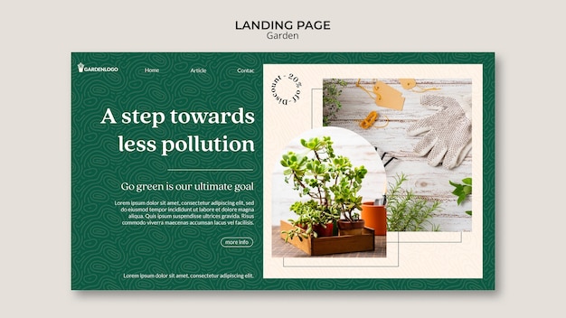 Modello di pagina di destinazione per il giardinaggio dal design piatto
